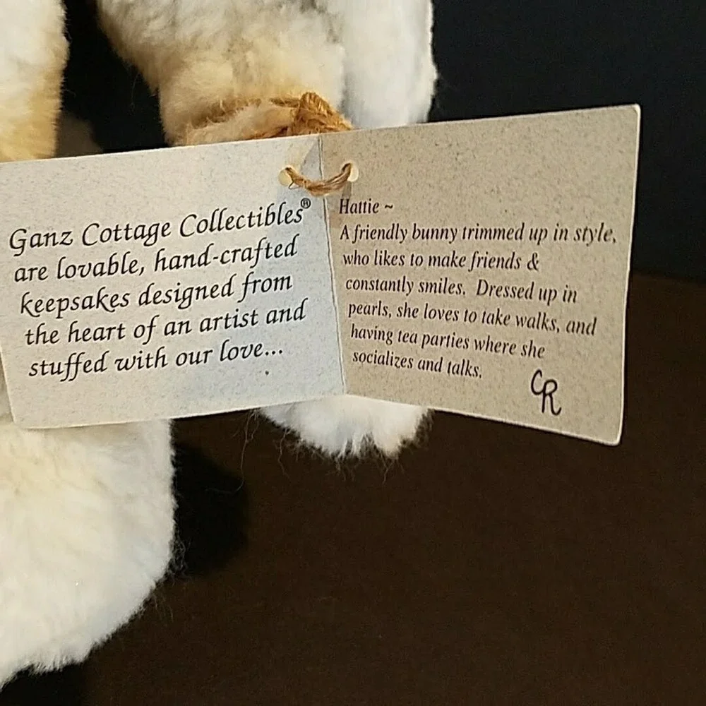 Ganz Cottage Collectibles Hattie Cream Bunny Plush Hat Pearls 1997 Christy Rave